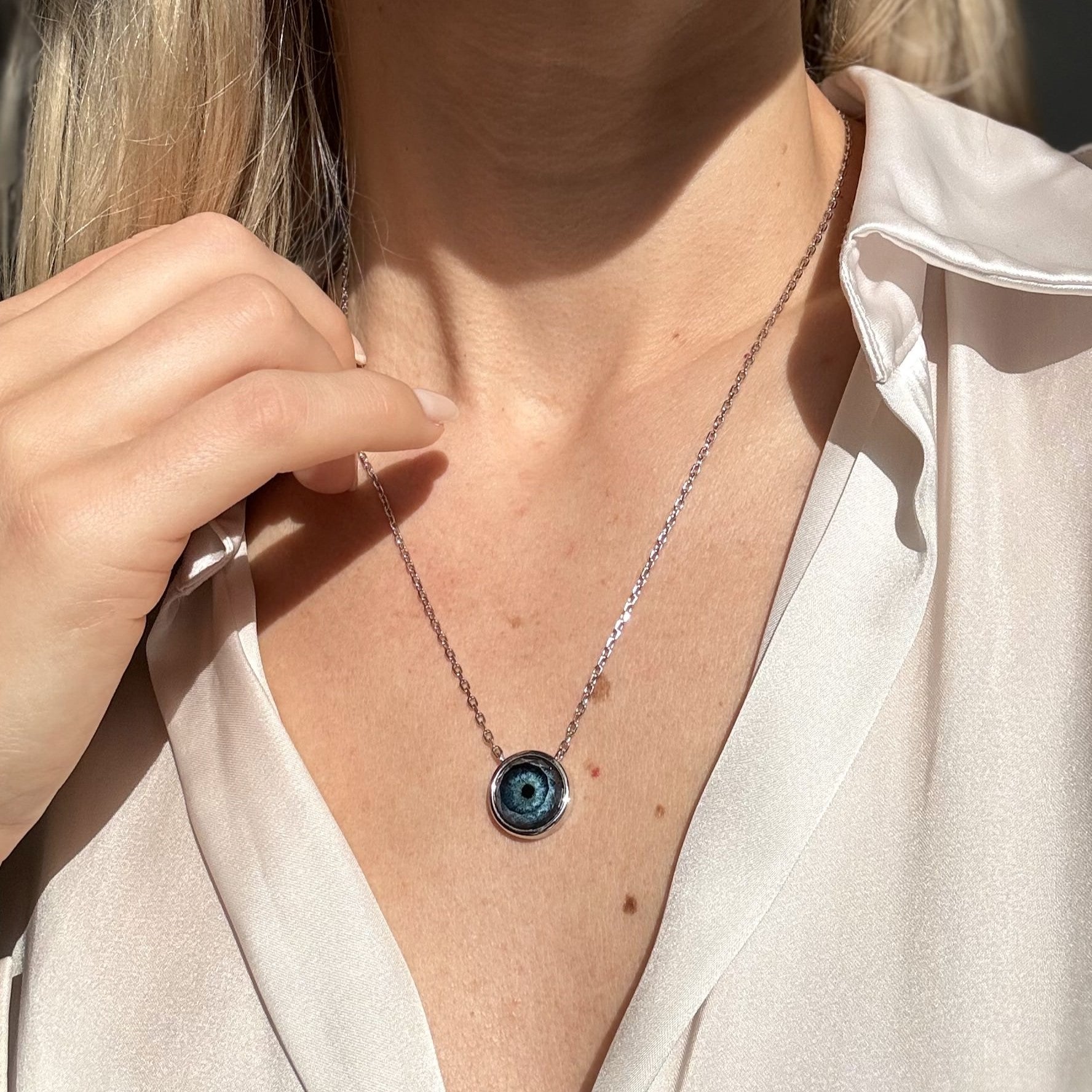 Eye Quartz with Sterling Silver Necklace