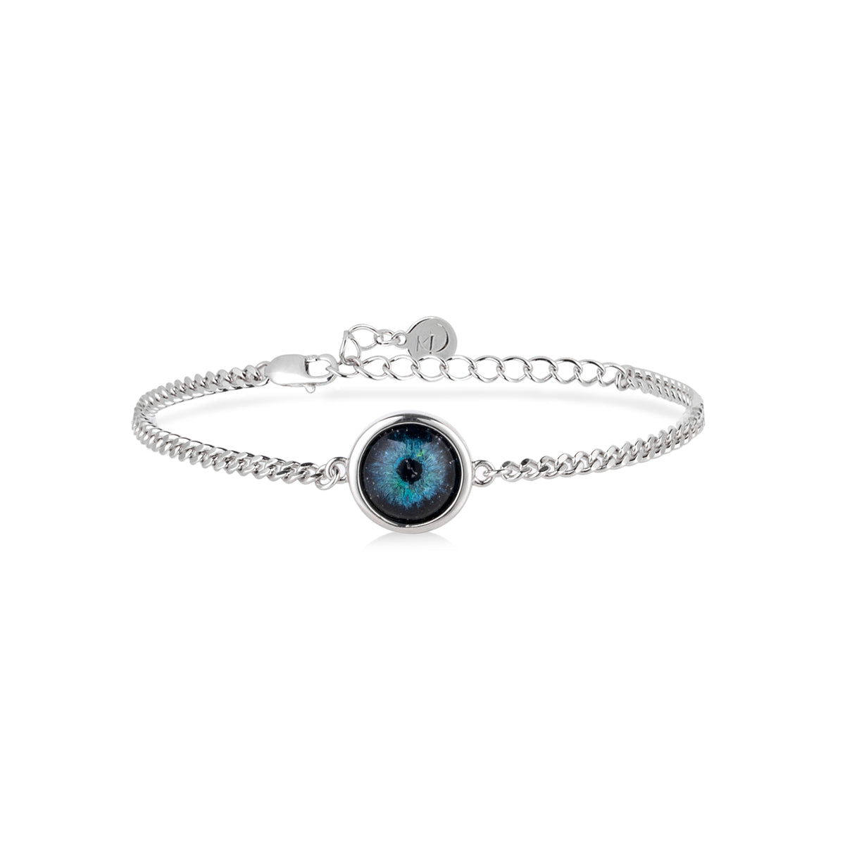 Clear Quartz Eye Stone with Sterling Silver Bracelet